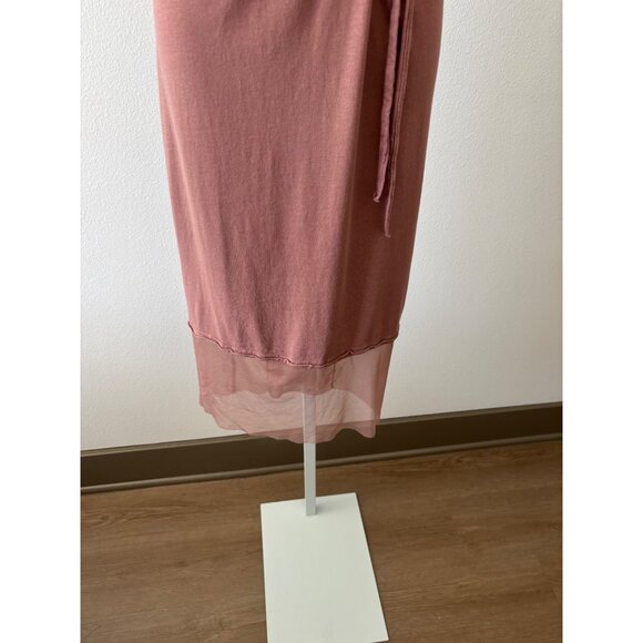 Jersey Dress Large Mesh Hem Drawstring Waist Beachy Lagenlook Festival Boho Chic - Picture 12 of 12